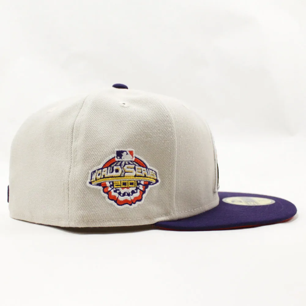 Arizona Diamondbacks 2001 World Series New Era 59Fifty Fitted Hat (Glow in the Dark Stone Purple Orange Under Brim)