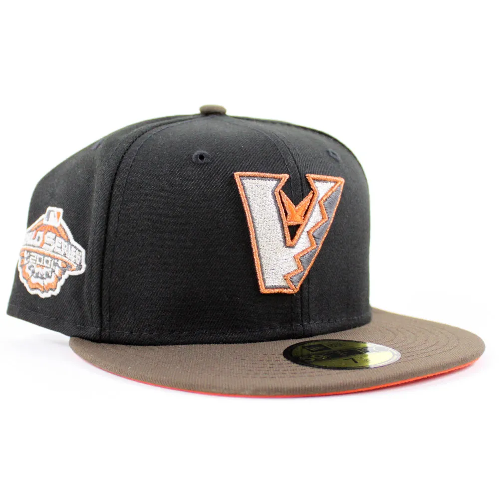 Arizona Diamondbacks 2001 World Series New Era 59Fifty Fitted Hat (Upside Logo Black Walnut Orange Under Brim)