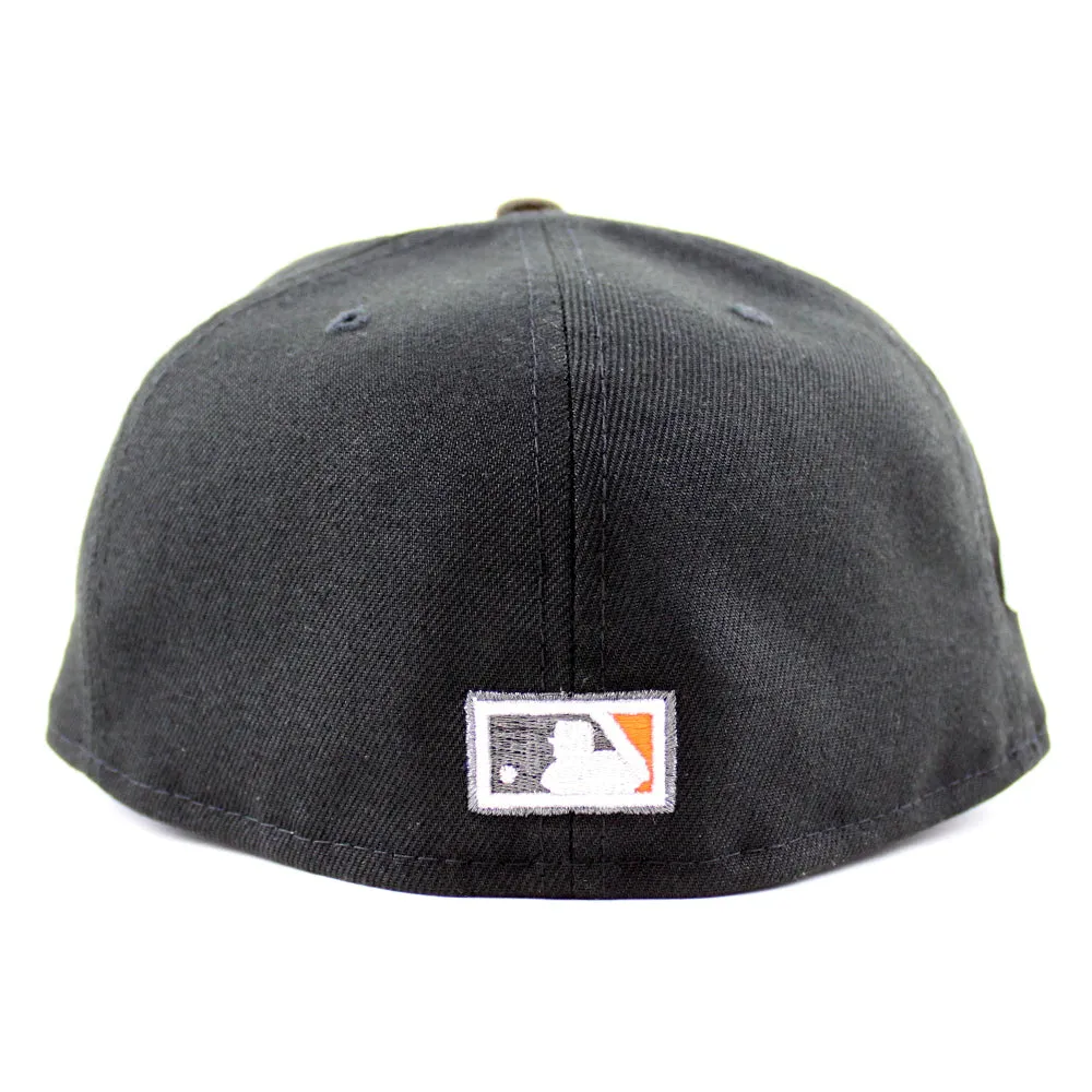 Arizona Diamondbacks 2001 World Series New Era 59Fifty Fitted Hat (Upside Logo Black Walnut Orange Under Brim)
