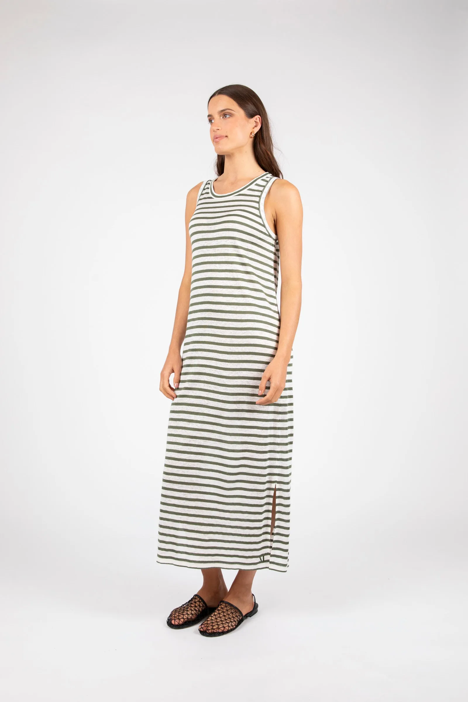 Athens Stripe Tank Dress - Pistachio Stripe