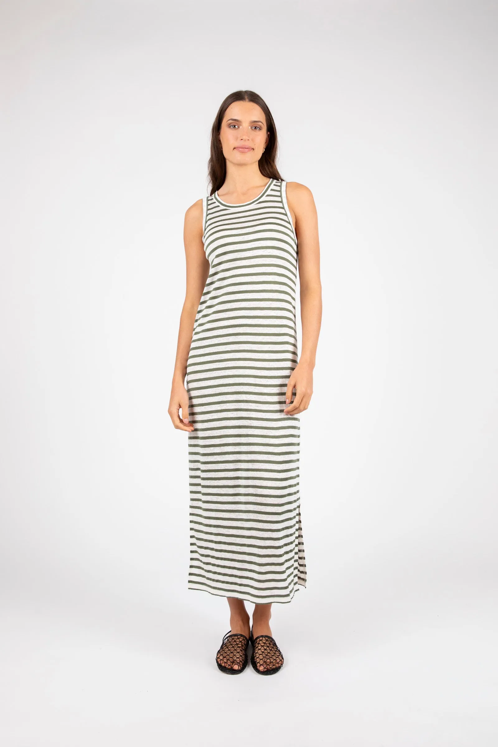 Athens Stripe Tank Dress - Pistachio Stripe