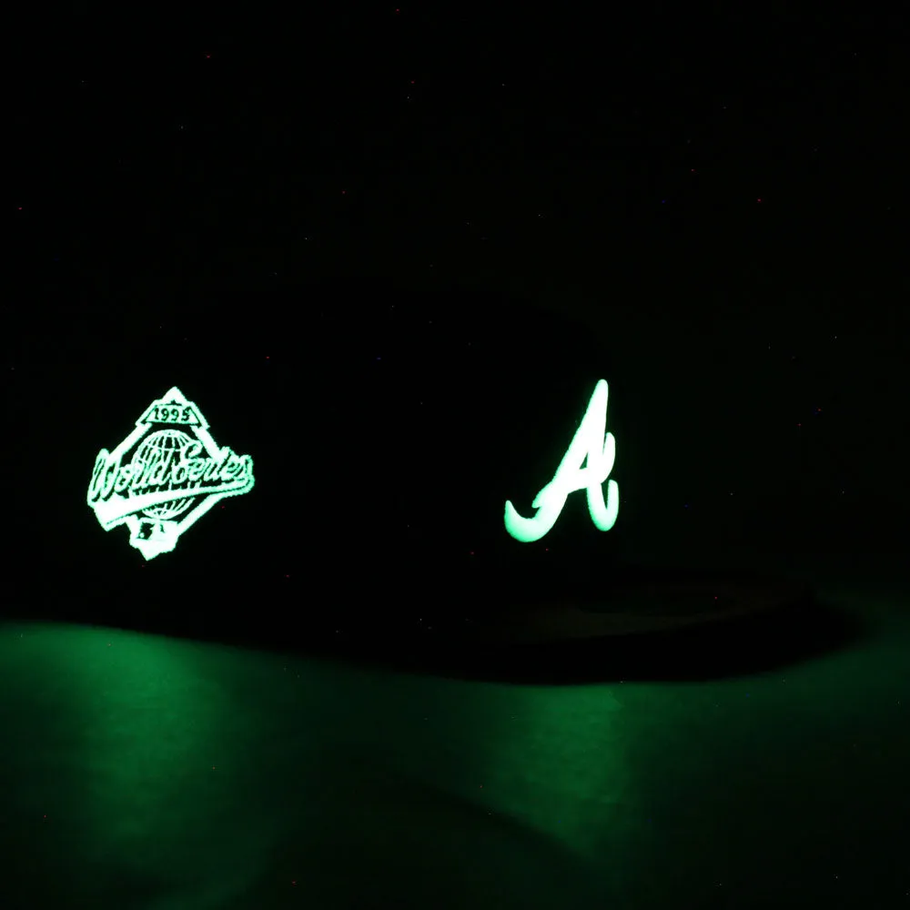 Atlanta Braves 1995 World Series New Era 59Fifty Fitted Hat (Glow in the Dark Logo Pink Under Brim)