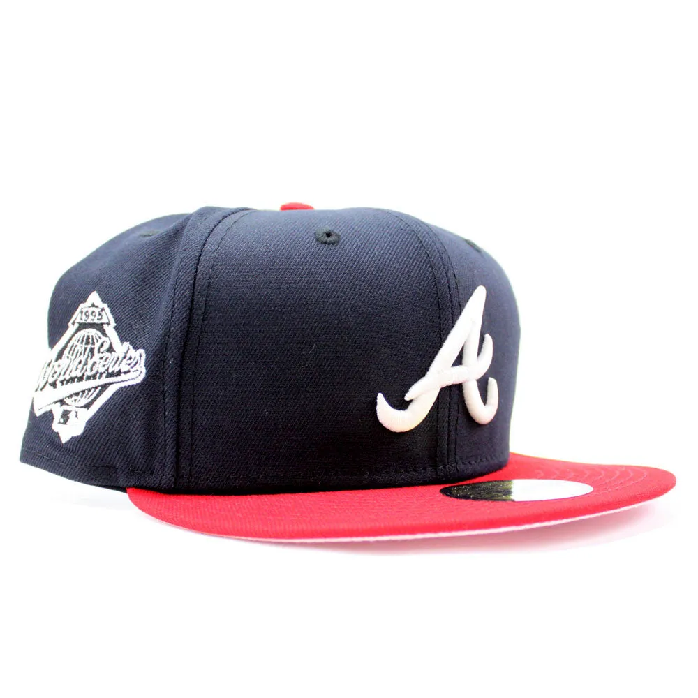 Atlanta Braves 1995 World Series New Era 59Fifty Fitted Hat (Glow in the Dark Logo Pink Under Brim)