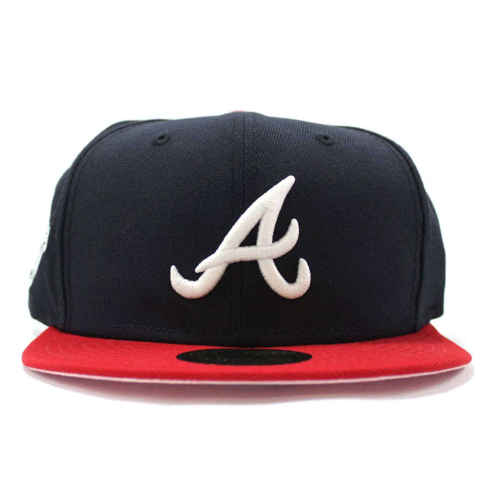 Atlanta Braves 1995 World Series New Era 59Fifty Fitted Hat (Glow in the Dark Logo Pink Under Brim)