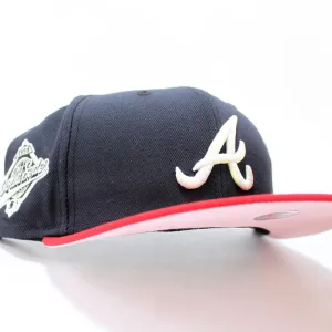 Atlanta Braves 1995 World Series New Era 59Fifty Fitted Hat (Glow in the Dark Logo Pink Under Brim)
