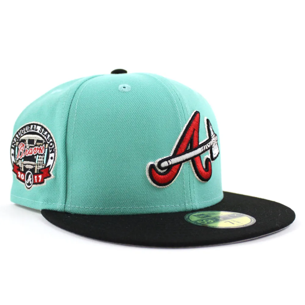 Atlanta Braves 2017 Inaugural Season New Era 59Fifty Fitted Hat (GITD Mint Black Gray Under Brim)