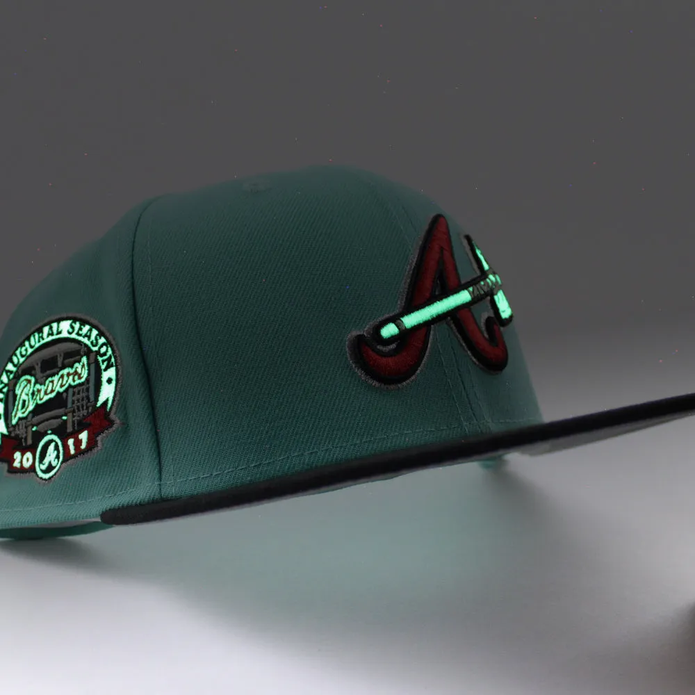 Atlanta Braves 2017 Inaugural Season New Era 59Fifty Fitted Hat (GITD Mint Black Gray Under Brim)