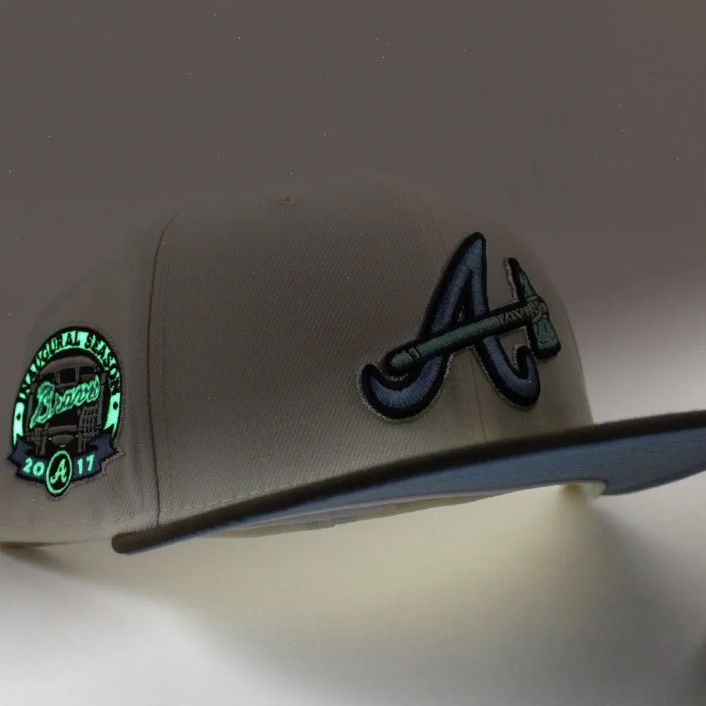 Atlanta Braves Inaugural Season 2017 New Era 59Fifty Fitted Hat (Chrome White Walnut Sky Blue Under Brim)