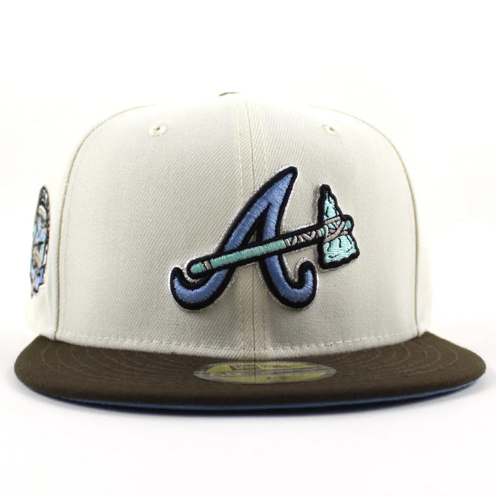Atlanta Braves Inaugural Season 2017 New Era 59Fifty Fitted Hat (Chrome White Walnut Sky Blue Under Brim)