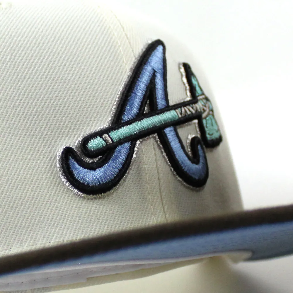 Atlanta Braves Inaugural Season 2017 New Era 59Fifty Fitted Hat (Chrome White Walnut Sky Blue Under Brim)