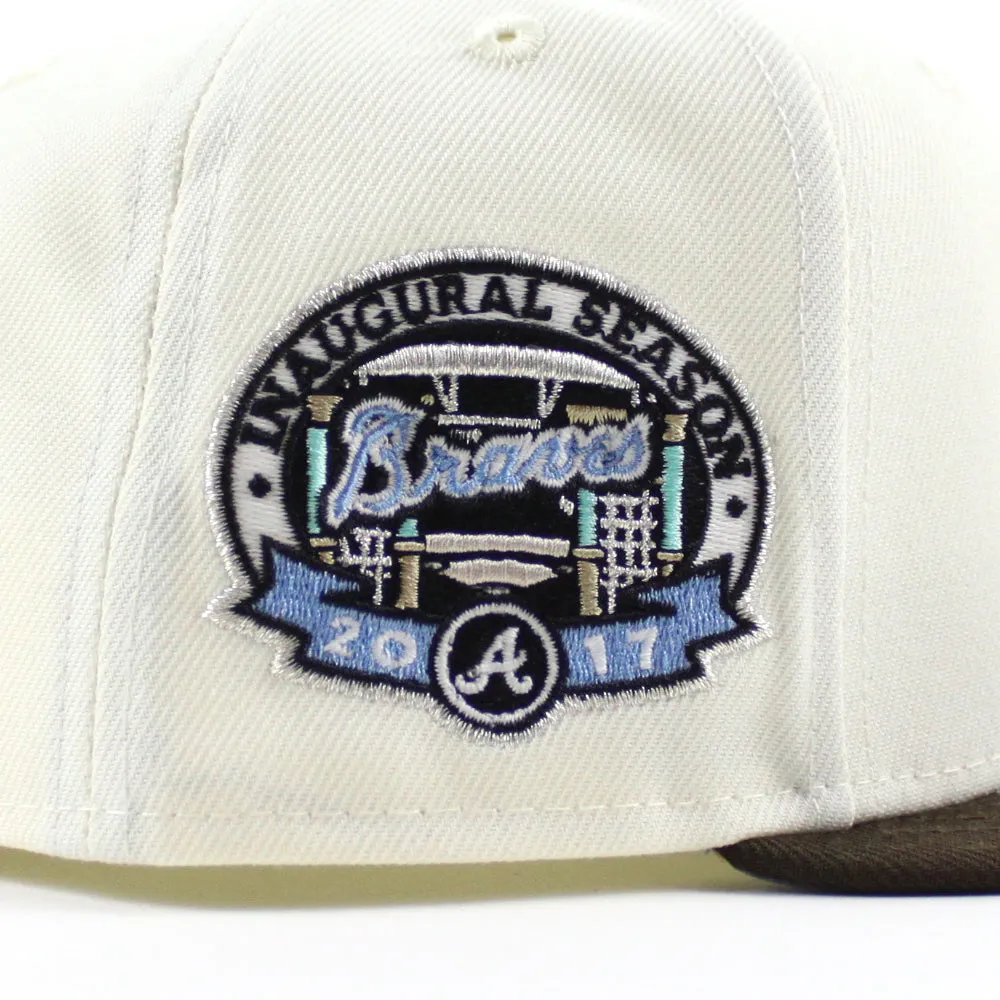 Atlanta Braves Inaugural Season 2017 New Era 59Fifty Fitted Hat (Chrome White Walnut Sky Blue Under Brim)