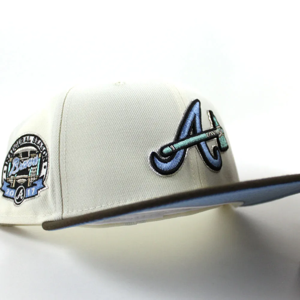 Atlanta Braves Inaugural Season 2017 New Era 59Fifty Fitted Hat (Chrome White Walnut Sky Blue Under Brim)