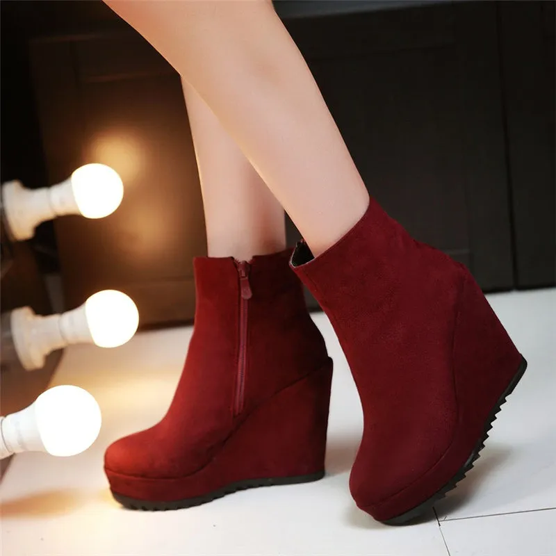 Autumn And Winter Women Platform Platform Wedge Boots