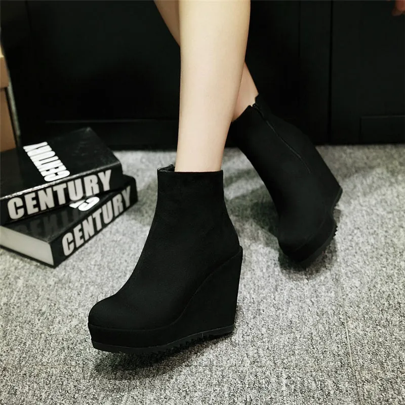 Autumn And Winter Women Platform Platform Wedge Boots