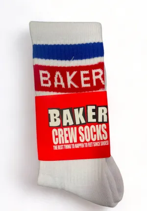 BAKER | Red Stripe Crew Socks | White