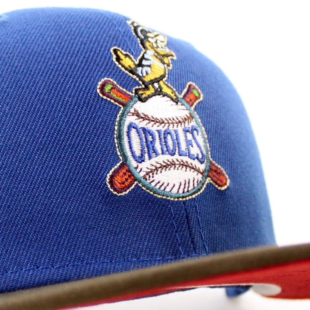 Baltimore Orioles 60th Anniversary 59Fifty New Era Fitted Hat (Glow in the Dark SONGBIRD BLUE WALNUT PINOT RED Under Brim)
