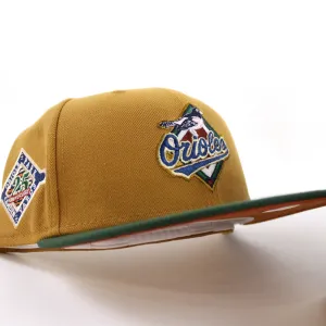 Baltimore Orioles ORIOLE PARK CAMDEN YARDS 25TH ANNIVERSARY 59Fifty New Era Fitted Hat (GITD PANAMA TAN MOUNTAIN PINE GREEN RUST ORANGE Under Brim)