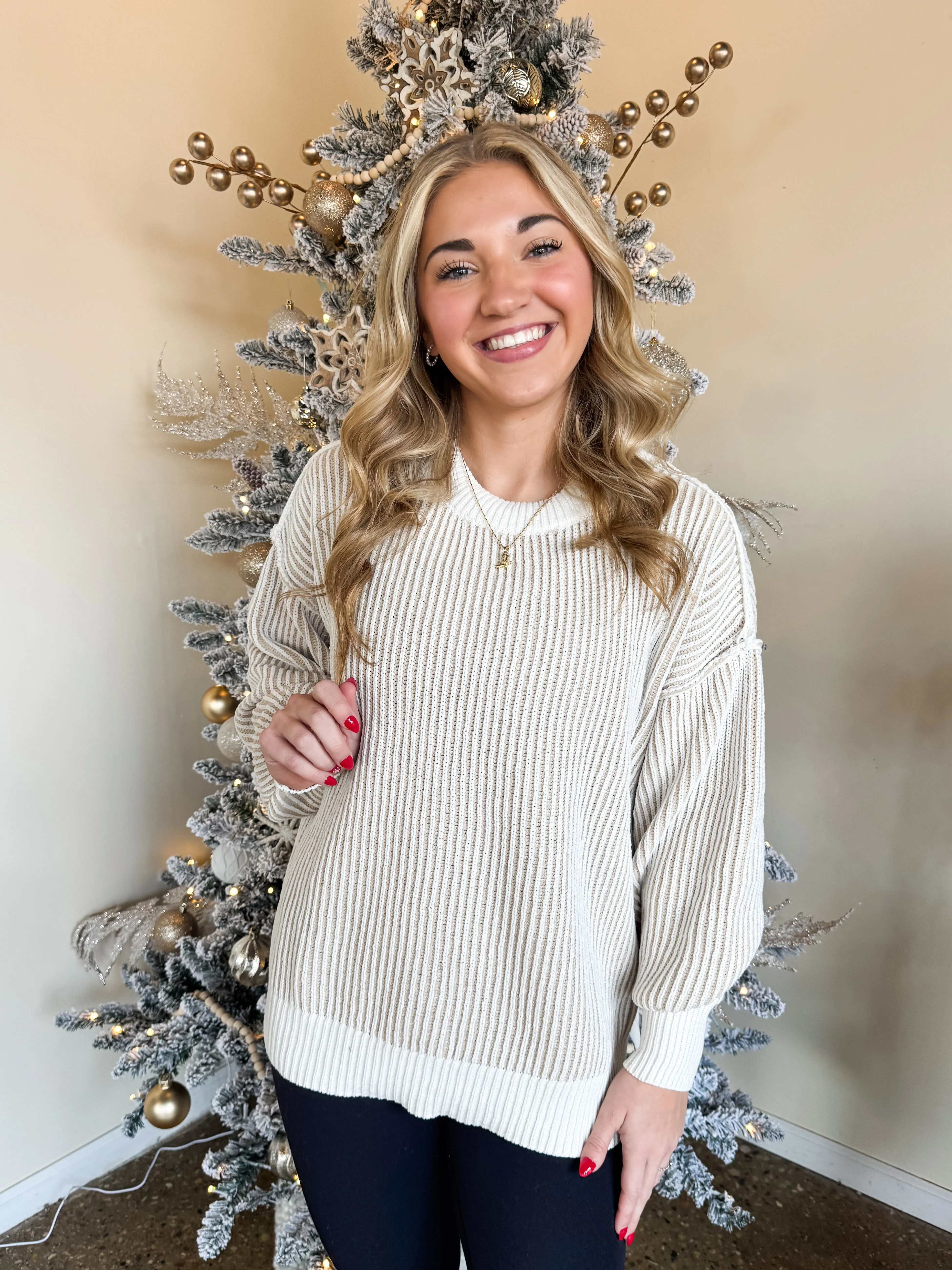 BEST BET SWEATER- WHITE & BEIGE