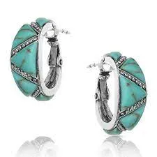 BGER4833 Earrings - Turquoise Wedge Hoop