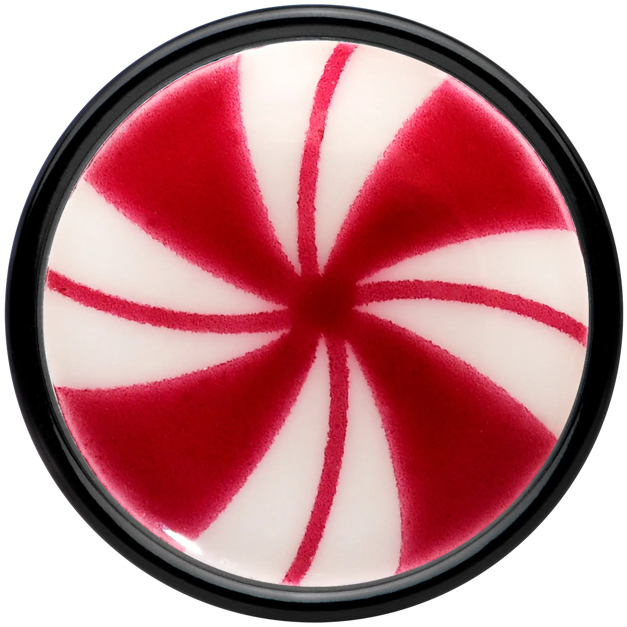 Black Acrylic Peppermint Candy Glow in Dark Double Flare Plug Set