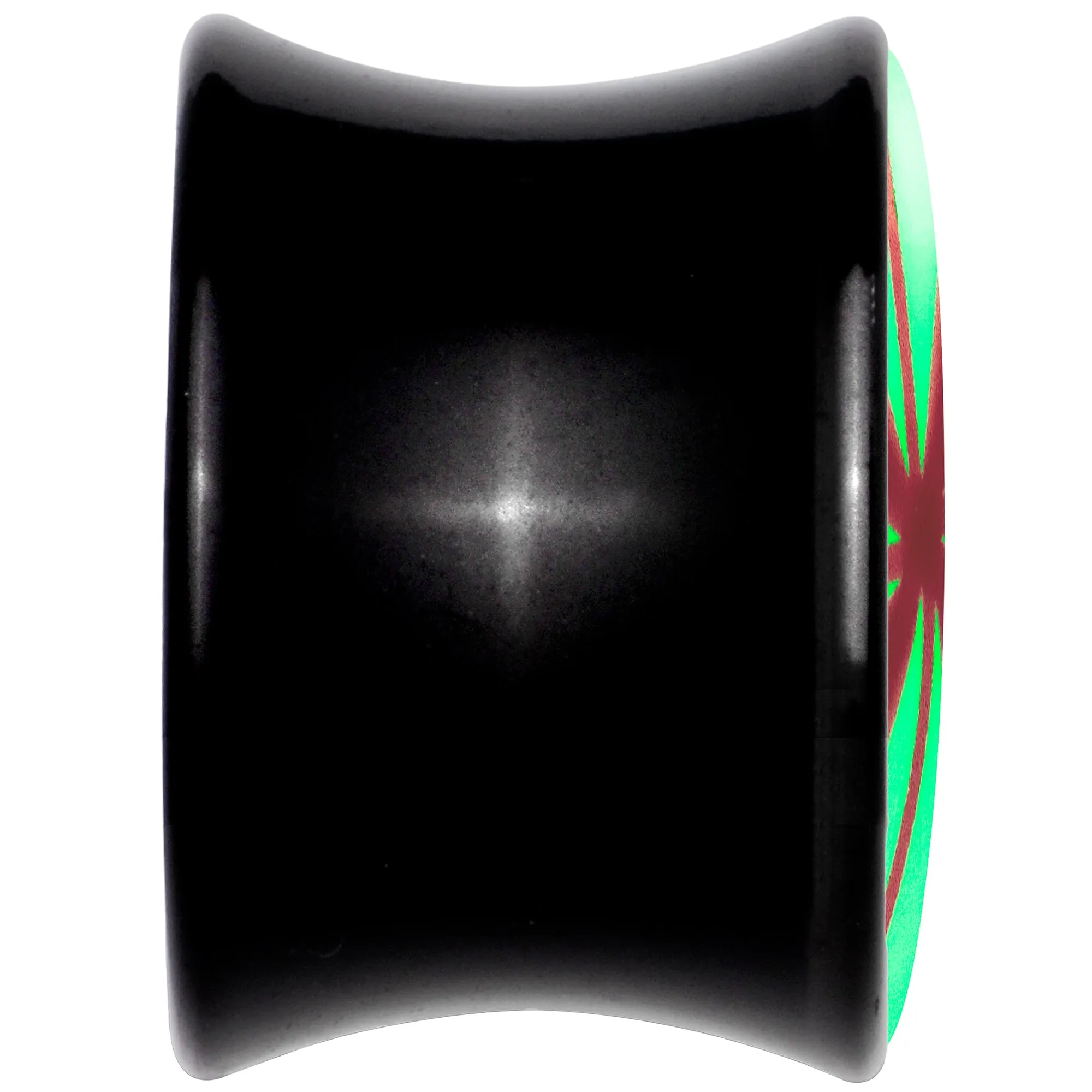 Black Acrylic Peppermint Candy Glow in Dark Double Flare Plug Set