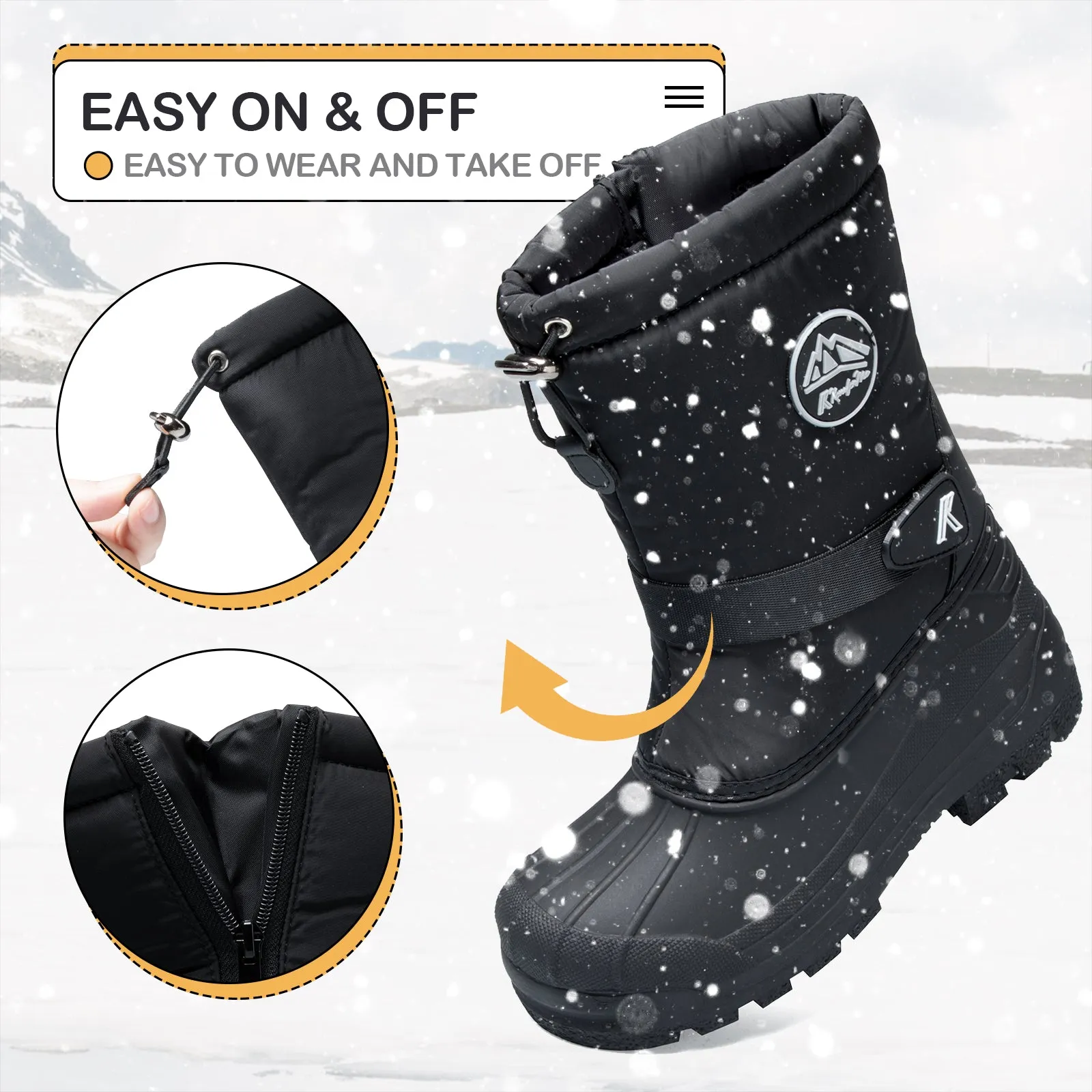 Black Mountain Icons Warm Waterproof Snow Boots
