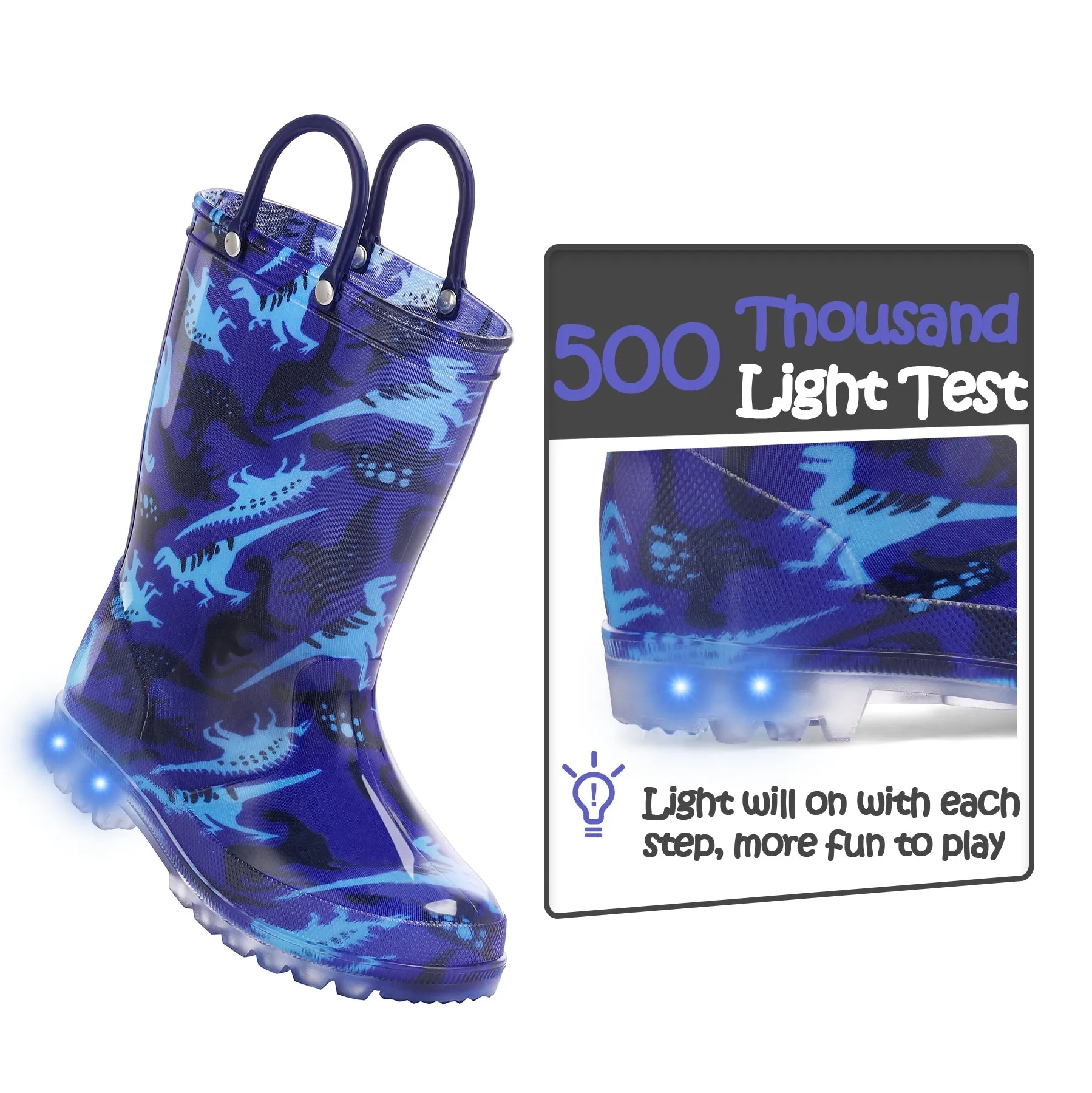 Blue Dinosaur Kids Rain Boots
