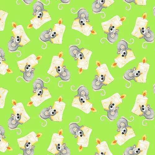 Boo! by Henry Glass Fabrics TOSSED MICE/GREEN-GLOW
