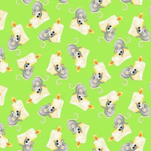 Boo! by Henry Glass Fabrics TOSSED MICE/GREEN-GLOW