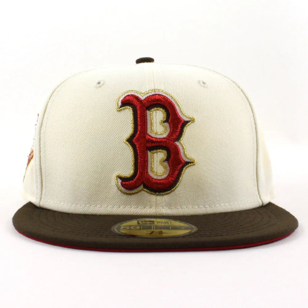 Boston Red Sox 2018 World Series New Era 59Fifty Fitted Hat (GITD Chrome Walnut Scarlet Under Brim)