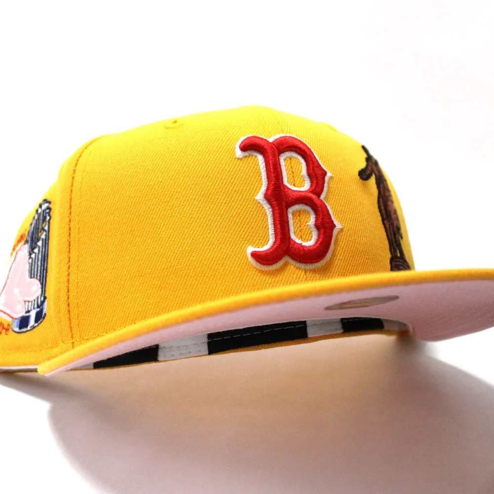 Boston Red Sox 8 World Series Champions New Era 59Fifty Fitted Hat (Glow in the Dark Logo Yellow Pink Under Brim)