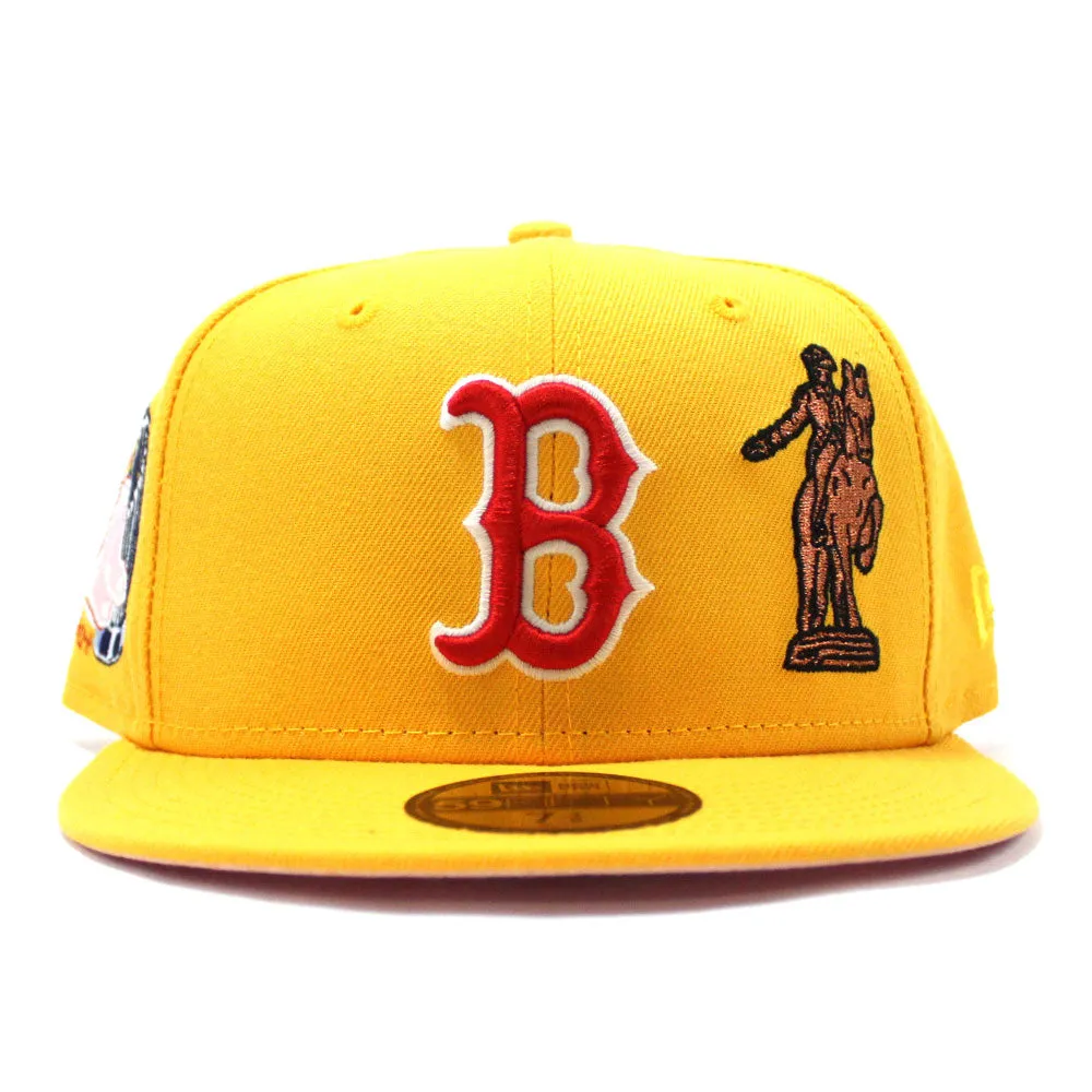 Boston Red Sox 8 World Series Champions New Era 59Fifty Fitted Hat (Glow in the Dark Logo Yellow Pink Under Brim)