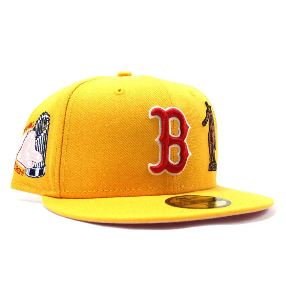Boston Red Sox 8 World Series Champions New Era 59Fifty Fitted Hat (Glow in the Dark Logo Yellow Pink Under Brim)