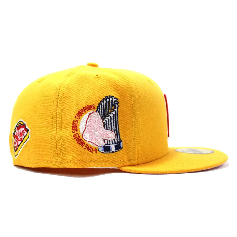 Boston Red Sox 8 World Series Champions New Era 59Fifty Fitted Hat (Glow in the Dark Logo Yellow Pink Under Brim)