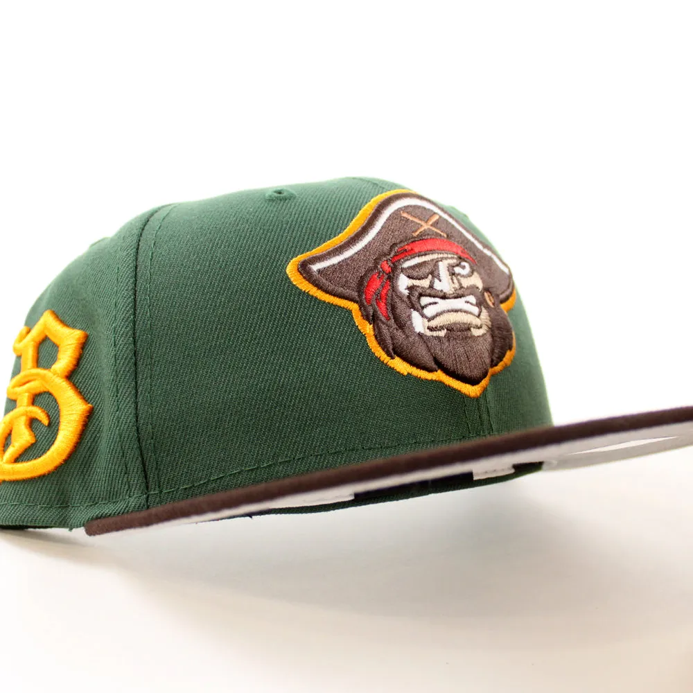 BRADENTON MARAUDERS B Logo New Era 59Fifty Fitted Hat (Glow in the Dark Pine Green Burnt Wood Gray Under Brim)