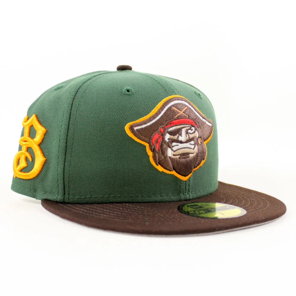 BRADENTON MARAUDERS B Logo New Era 59Fifty Fitted Hat (Glow in the Dark Pine Green Burnt Wood Gray Under Brim)