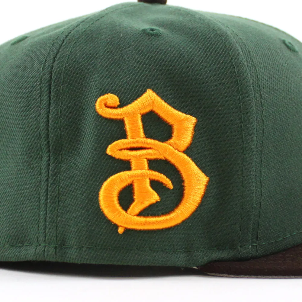 BRADENTON MARAUDERS B Logo New Era 59Fifty Fitted Hat (Glow in the Dark Pine Green Burnt Wood Gray Under Brim)