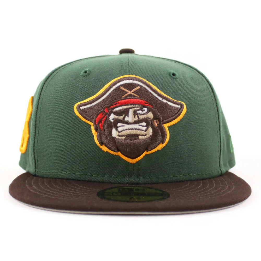 BRADENTON MARAUDERS B Logo New Era 59Fifty Fitted Hat (Glow in the Dark Pine Green Burnt Wood Gray Under Brim)