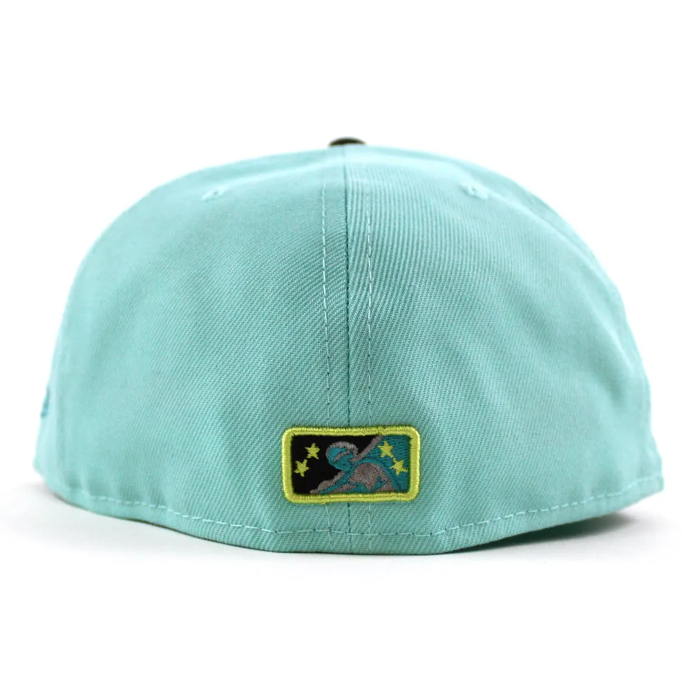 Buffalo Bisons 25TH ANNIVERSARY New Era 59Fifty Fitted Hat (Glow in the Dark BLUE TINT DK GRAPHITE TEAL BREEZE Under Brim)