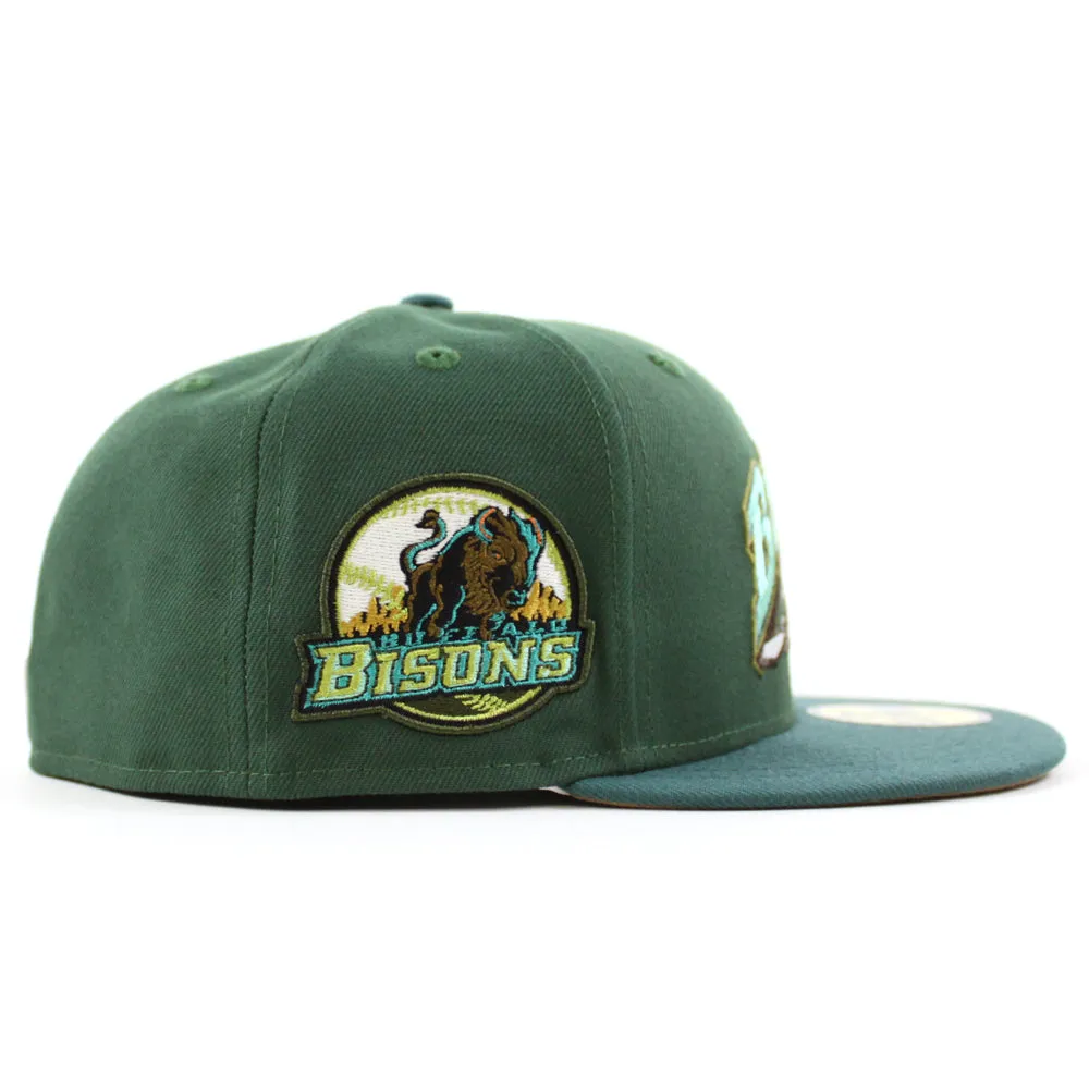 BUFFALO BISONS HOMETOWN COLLECTION New Era 59Fifty Fitted Hat (Glow in the Dark Pine Green Needle Pine Green Khaki Under Brim)