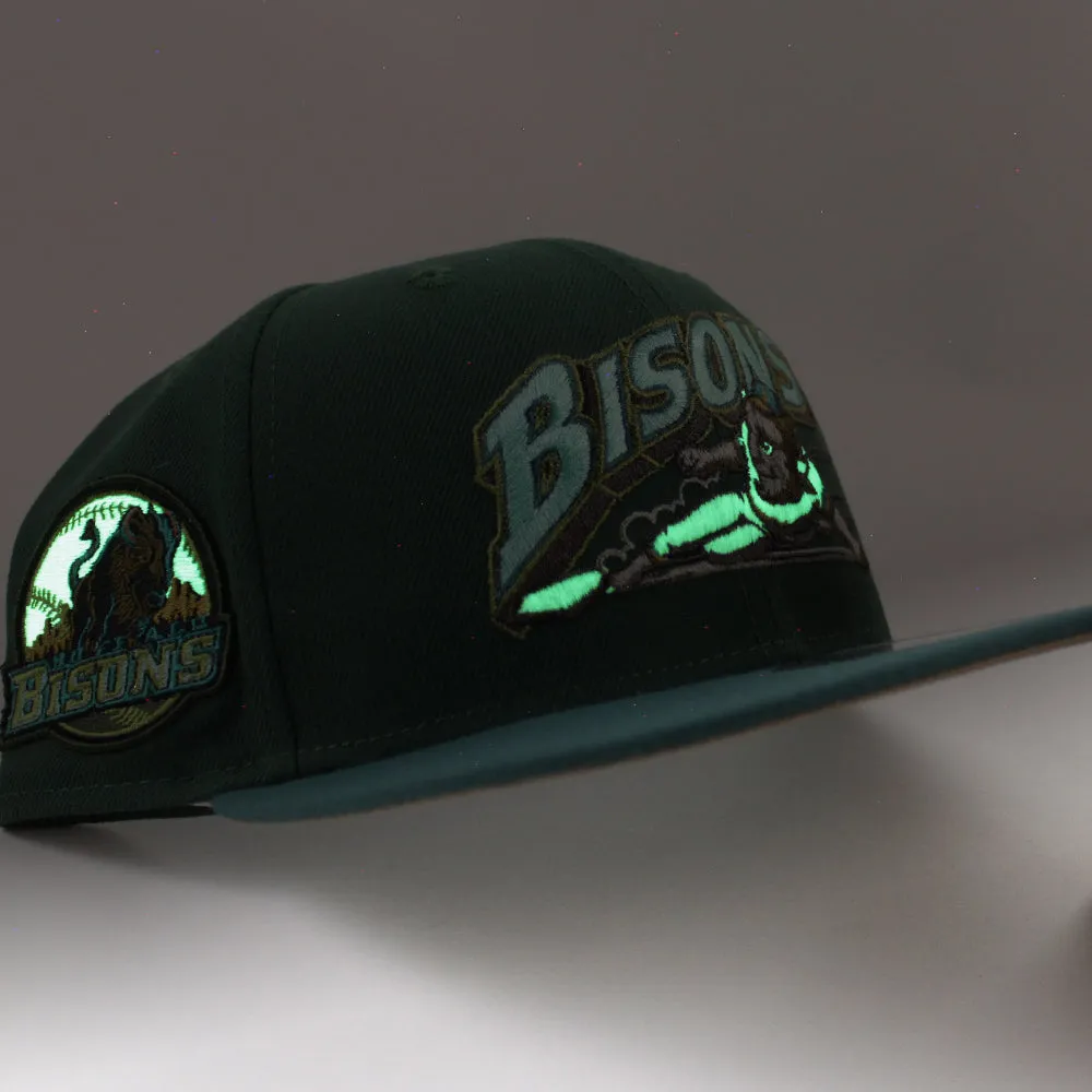 BUFFALO BISONS HOMETOWN COLLECTION New Era 59Fifty Fitted Hat (Glow in the Dark Pine Green Needle Pine Green Khaki Under Brim)