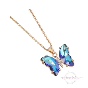 Butterfly Glow Necklace in Dark Blue