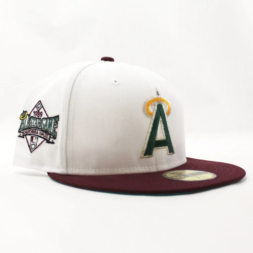 California Angels 1989 All-Star Game New Era 59Fifty Fitted Hat (White Maroon Teal Under Brim)