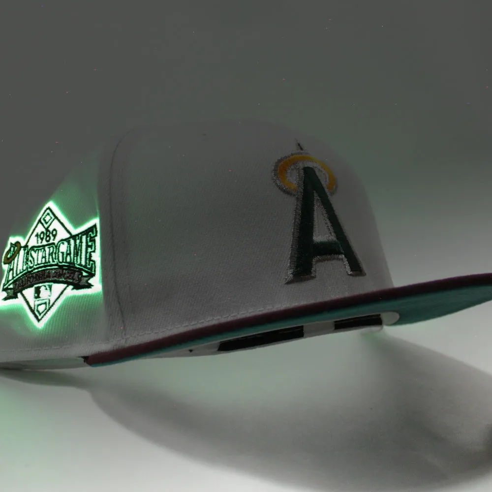 California Angels 1989 All-Star Game New Era 59Fifty Fitted Hat (White Maroon Teal Under Brim)