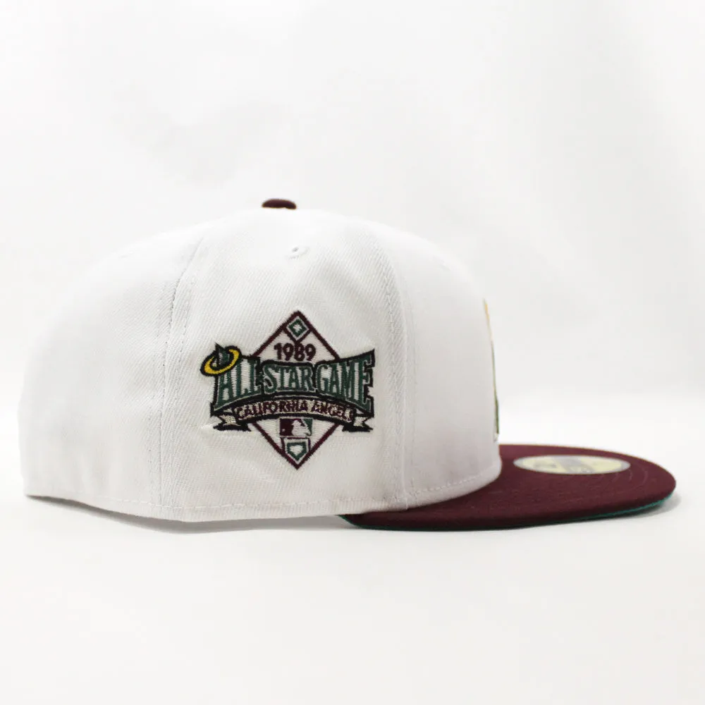 California Angels 1989 All-Star Game New Era 59Fifty Fitted Hat (White Maroon Teal Under Brim)