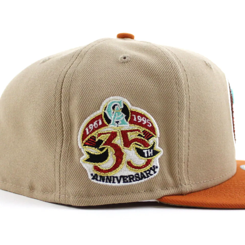 California Angels 35th Anniversary New Era 59Fifty Fitted Hat (GITD Camel Orange Khaki Under Brim)
