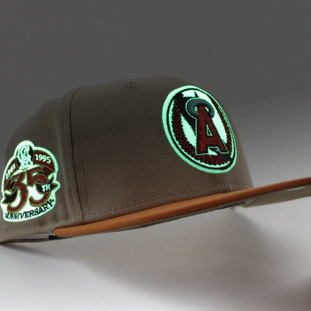 California Angels 35th Anniversary New Era 59Fifty Fitted Hat (GITD Camel Orange Khaki Under Brim)