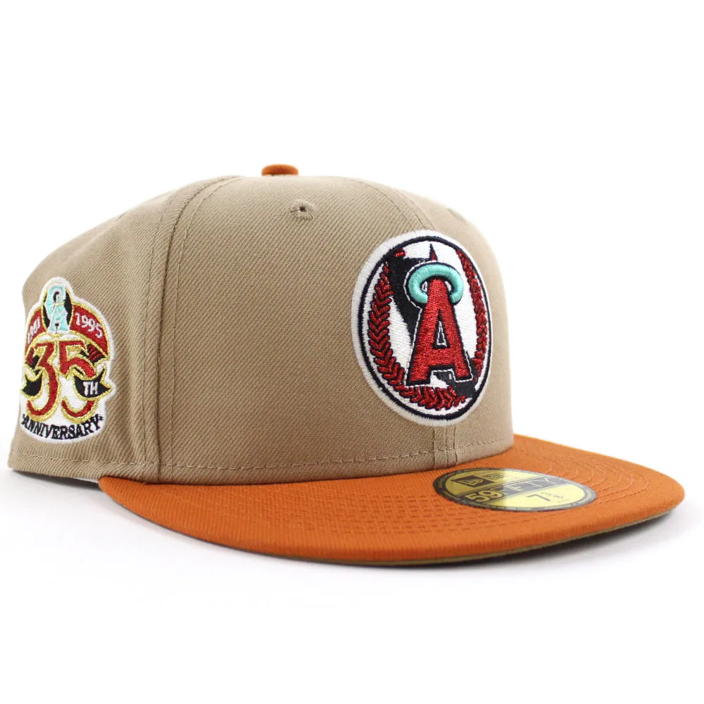 California Angels 35th Anniversary New Era 59Fifty Fitted Hat (GITD Camel Orange Khaki Under Brim)