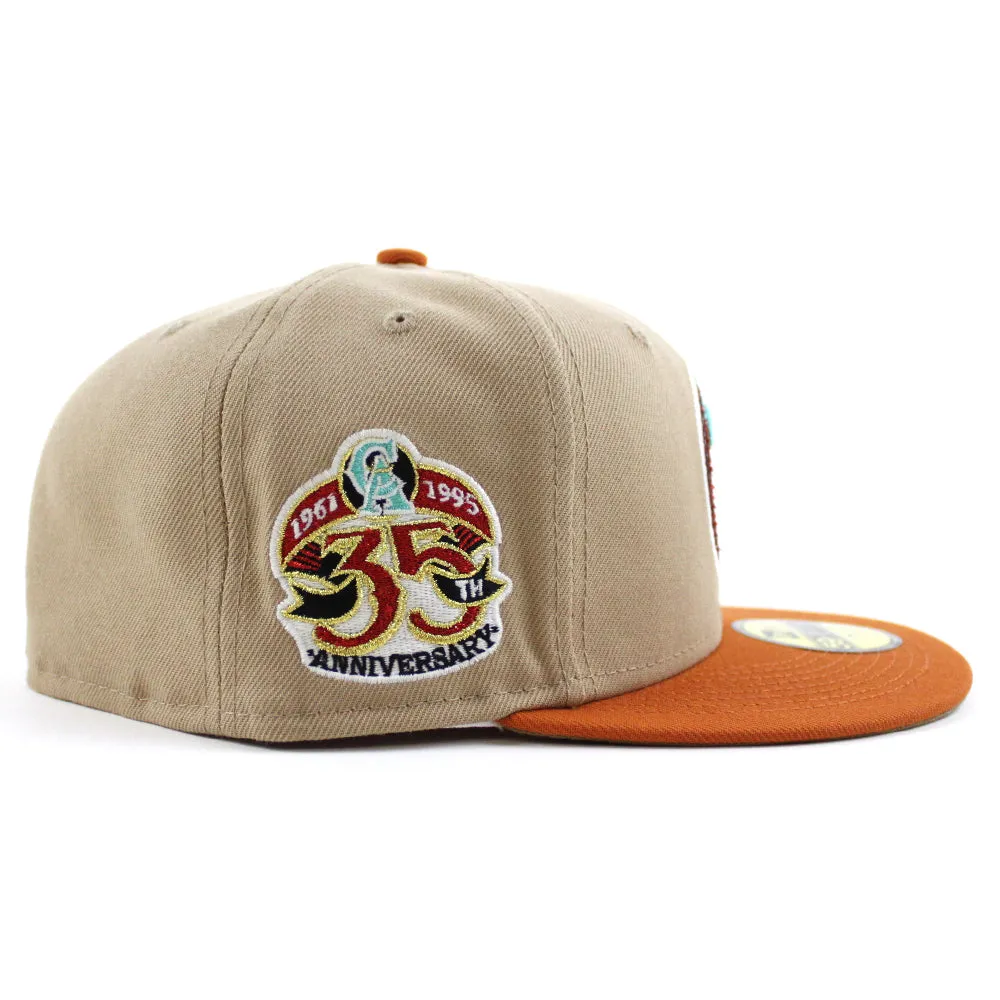 California Angels 35th Anniversary New Era 59Fifty Fitted Hat (GITD Camel Orange Khaki Under Brim)