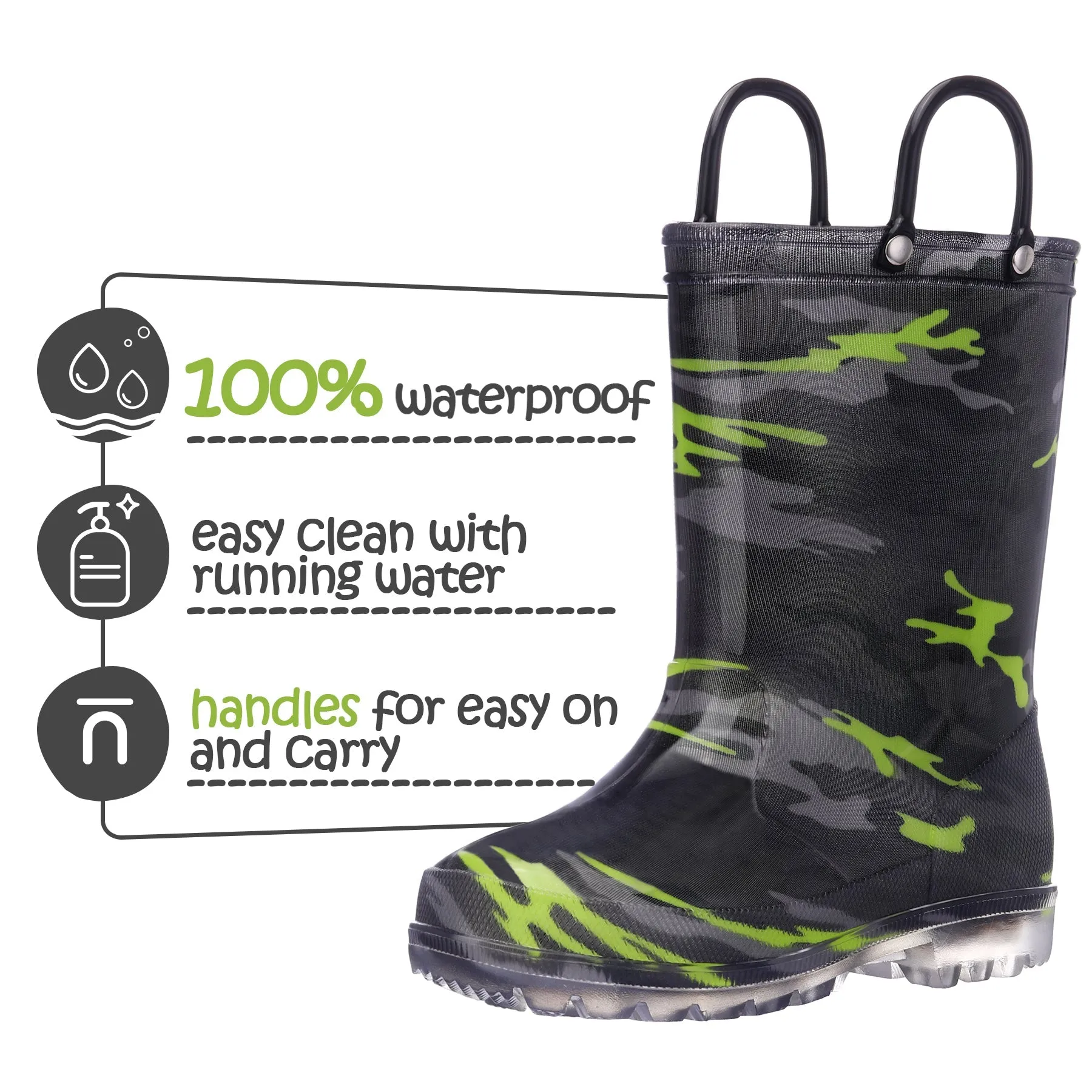 Camouflage Lighted Rain Boots Kids